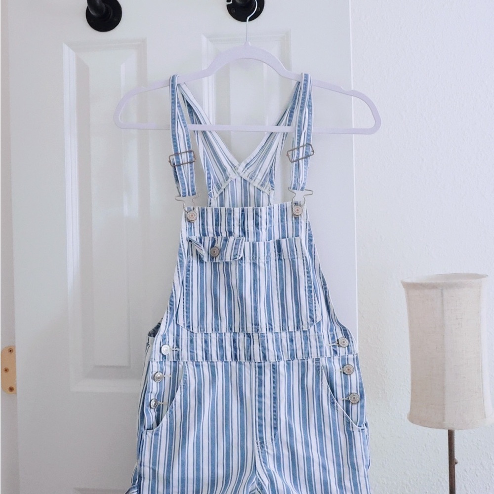 Striped Blue and White Overalls